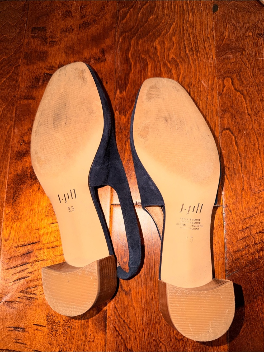 Women's Navy Suede Slingback Block Heel Pumps - Picture 4 of 6